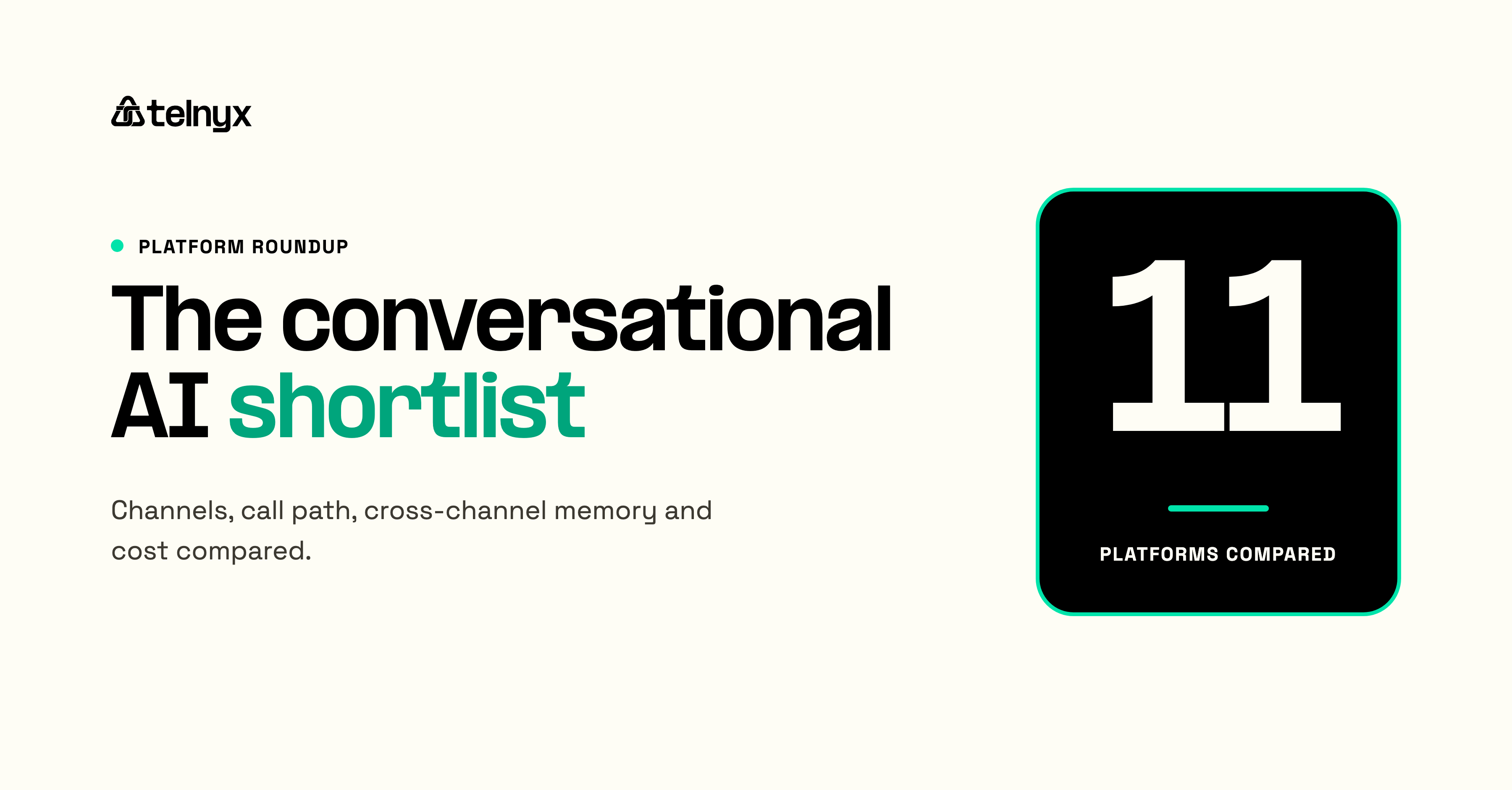 The conversational AI shortlist: 11 platforms compared on channels, call path, cross-channel memory and cost