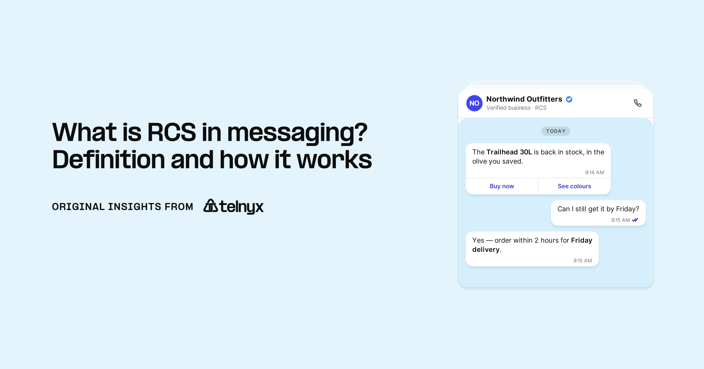 RCS business message with quick reply buttons